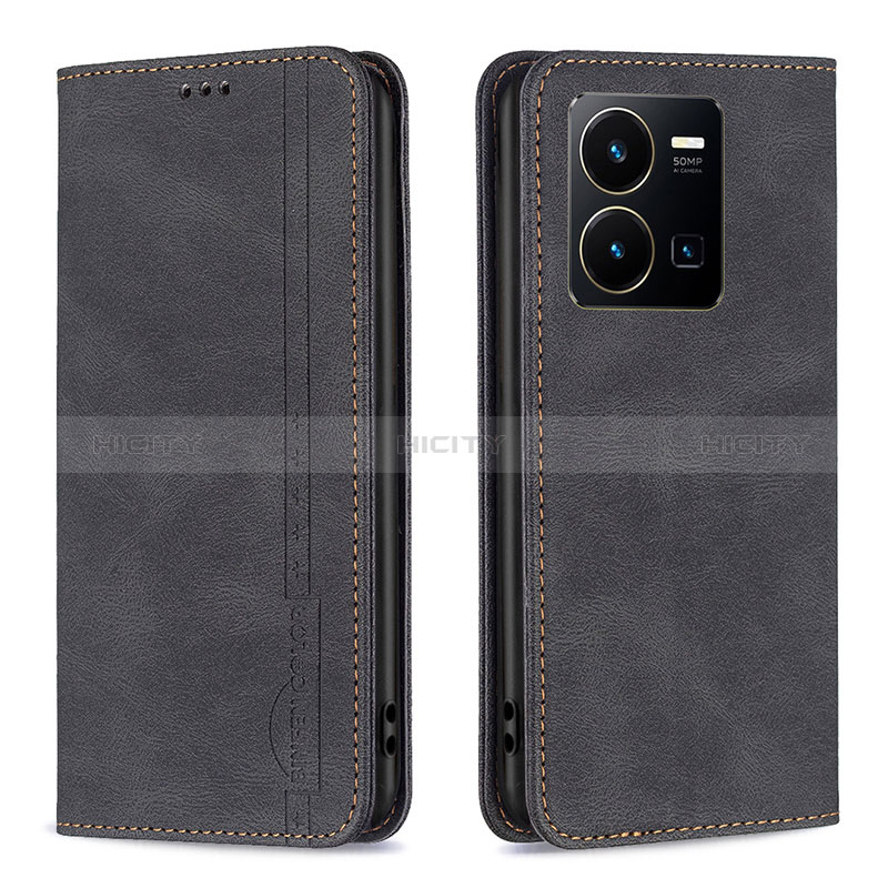 Coque Portefeuille Livre Cuir Etui Clapet B15F pour Vivo Y35 4G Noir Plus