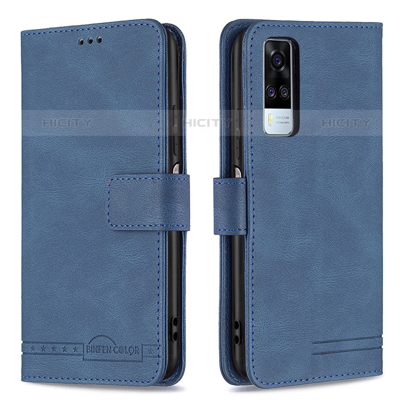 Coque Portefeuille Livre Cuir Etui Clapet B15F pour Vivo Y51A Bleu Plus