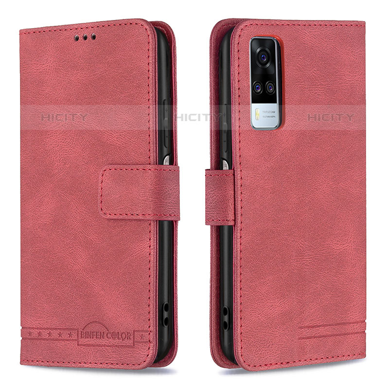 Coque Portefeuille Livre Cuir Etui Clapet B15F pour Vivo Y51A Rouge Plus