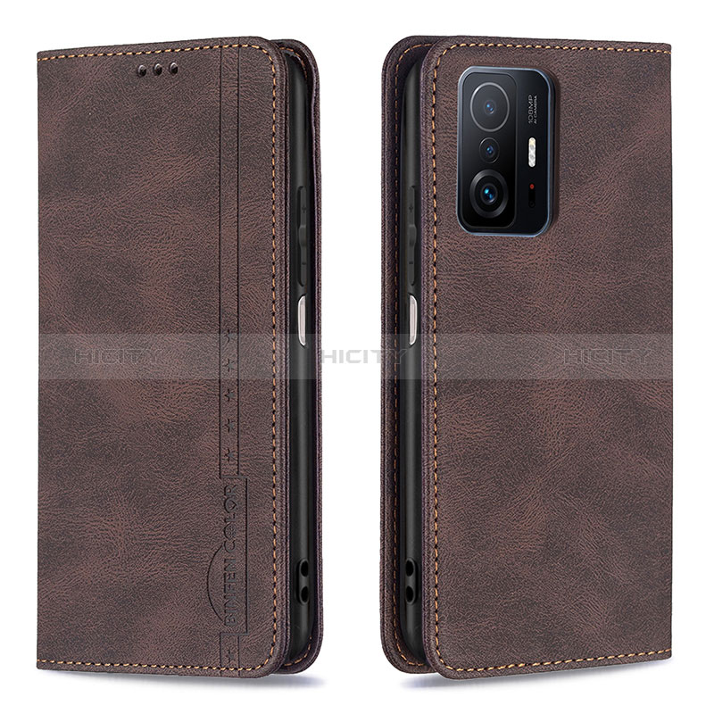 Coque Portefeuille Livre Cuir Etui Clapet B15F pour Xiaomi Mi 11T Pro 5G Marron Plus