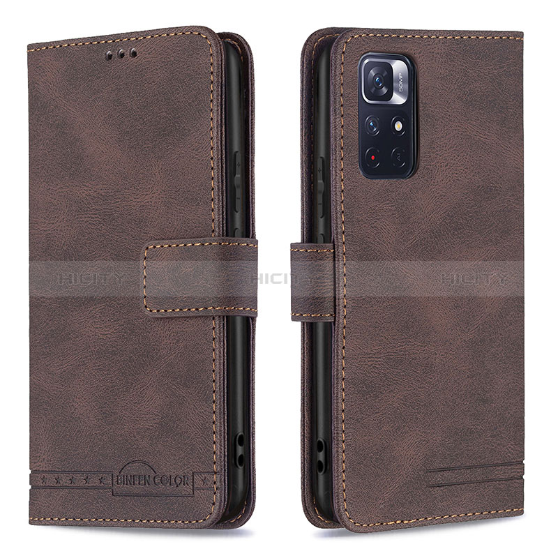 Coque Portefeuille Livre Cuir Etui Clapet B15F pour Xiaomi Poco M4 Pro 5G Marron Plus