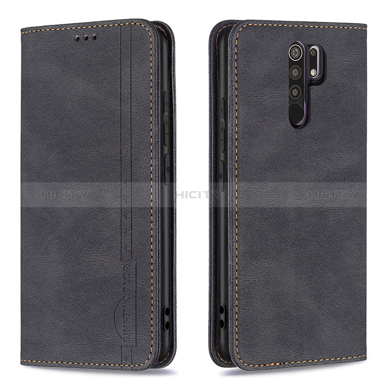 Coque Portefeuille Livre Cuir Etui Clapet B15F pour Xiaomi Redmi 9 Noir Plus