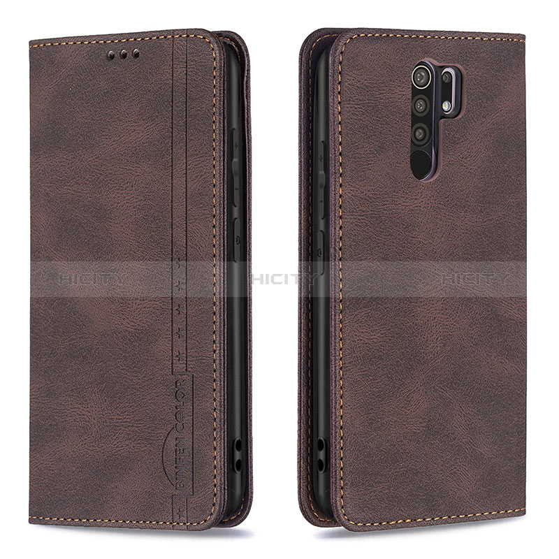 Coque Portefeuille Livre Cuir Etui Clapet B15F pour Xiaomi Redmi 9 Prime India Marron Plus