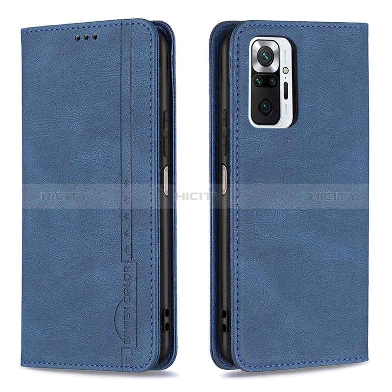 Coque Portefeuille Livre Cuir Etui Clapet B15F pour Xiaomi Redmi Note 10 Pro 4G Bleu Plus