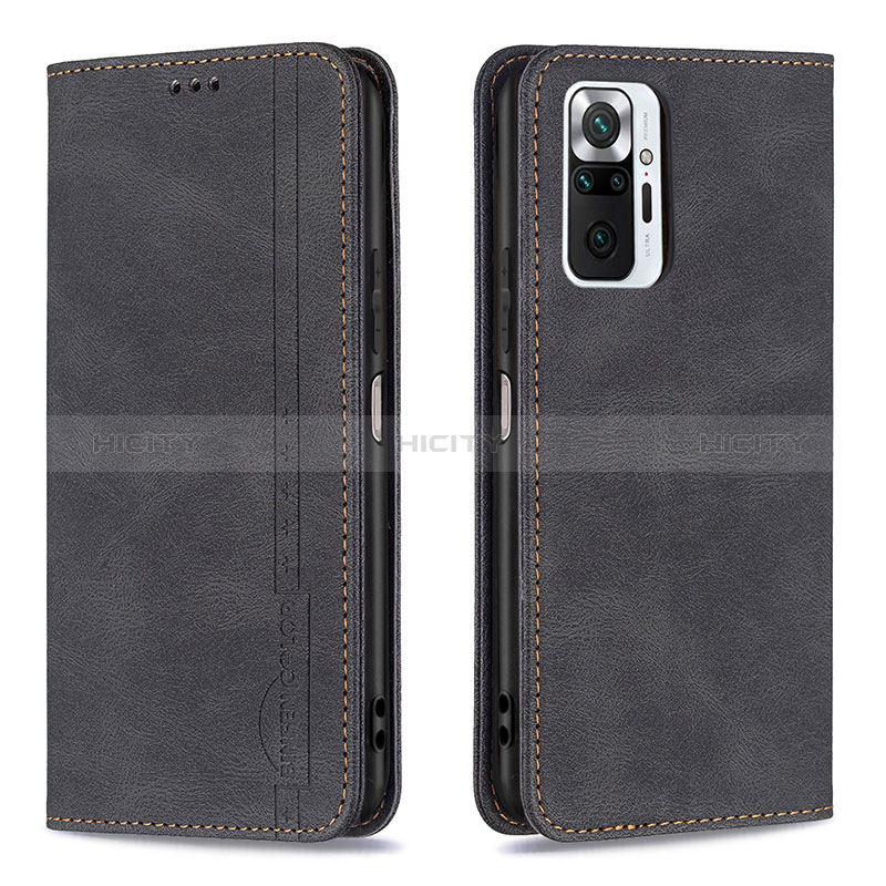 Coque Portefeuille Livre Cuir Etui Clapet B15F pour Xiaomi Redmi Note 10 Pro 4G Noir Plus