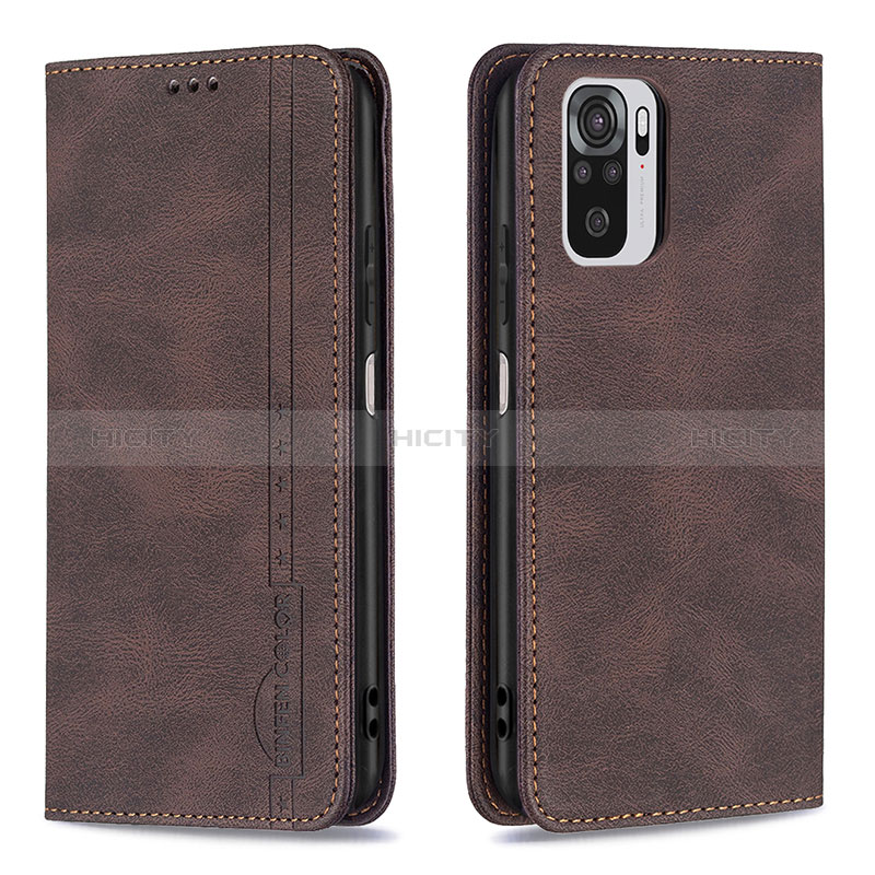 Coque Portefeuille Livre Cuir Etui Clapet B15F pour Xiaomi Redmi Note 10S 4G Marron Plus