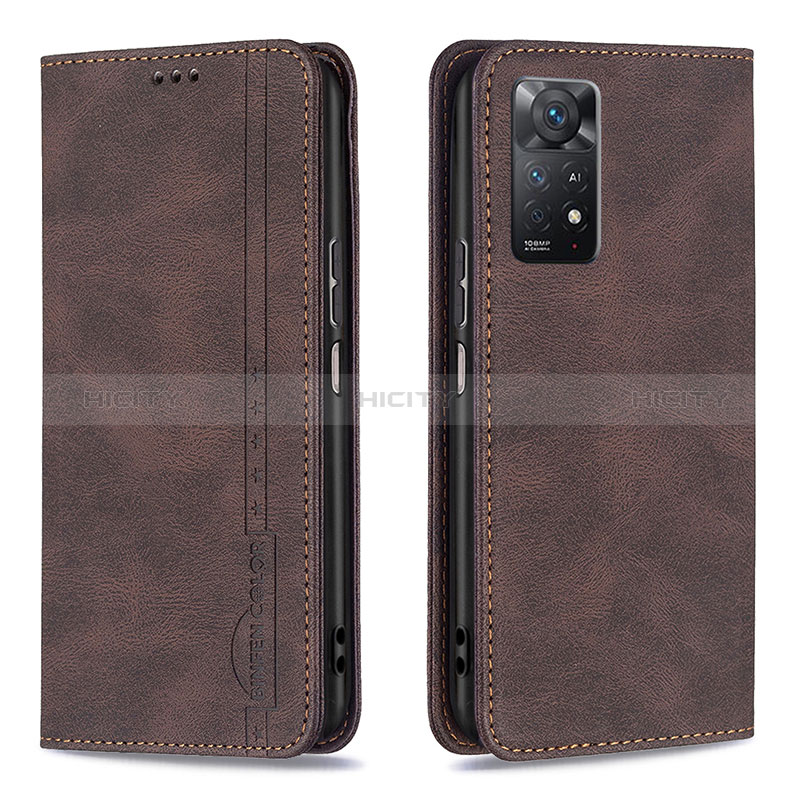 Coque Portefeuille Livre Cuir Etui Clapet B15F pour Xiaomi Redmi Note 11 Pro 4G Marron Plus