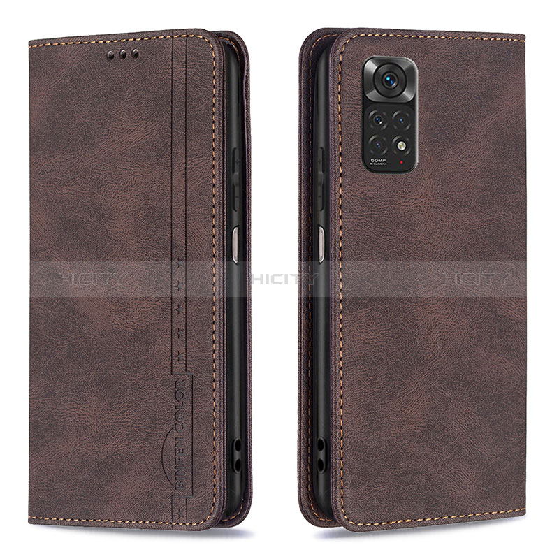 Coque Portefeuille Livre Cuir Etui Clapet B15F pour Xiaomi Redmi Note 11S 4G Marron Plus