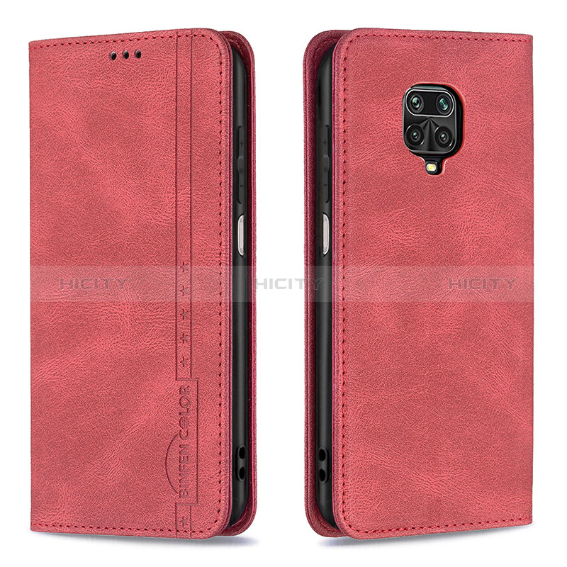 Coque Portefeuille Livre Cuir Etui Clapet B15F pour Xiaomi Redmi Note 9S Rouge Plus
