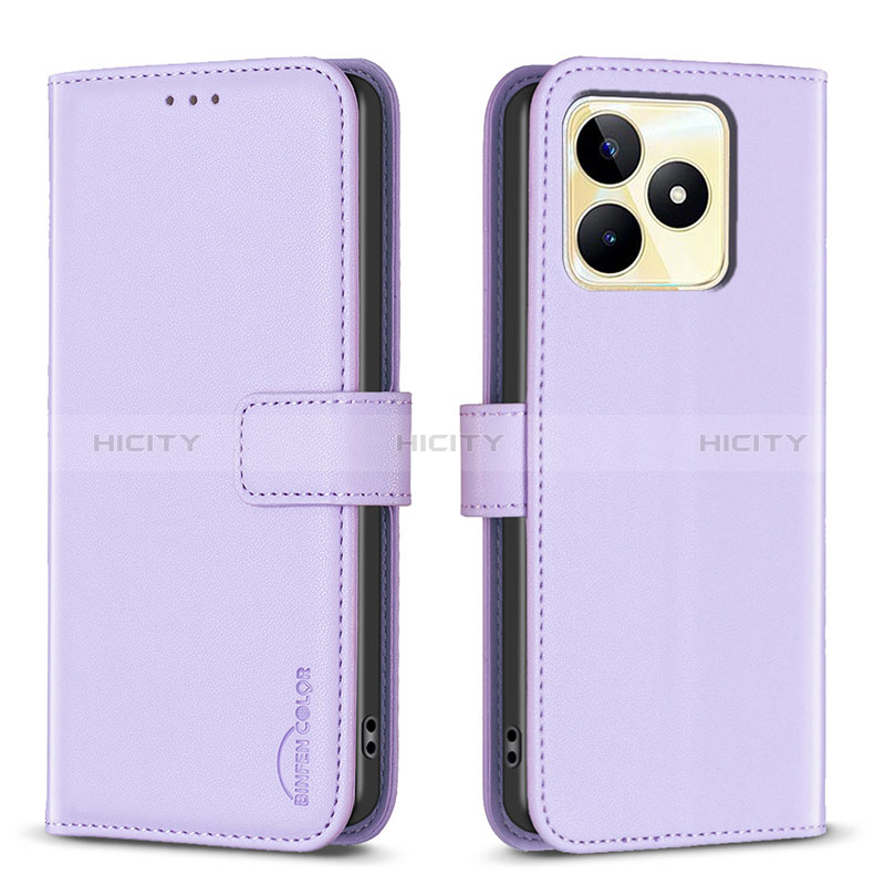 Coque Portefeuille Livre Cuir Etui Clapet B16F pour Realme C51 Violet Clair Plus