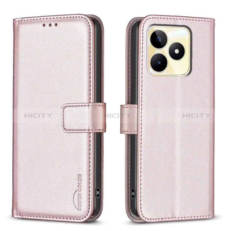 Coque Portefeuille Livre Cuir Etui Clapet B16F pour Realme C53 India Rose Plus