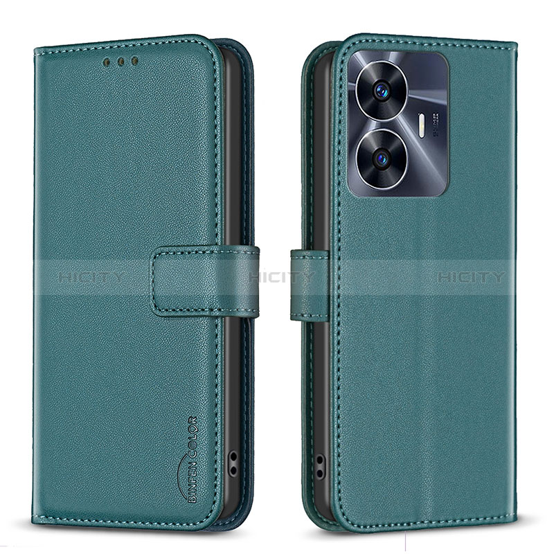 Coque Portefeuille Livre Cuir Etui Clapet B16F pour Realme C55 Vert Plus