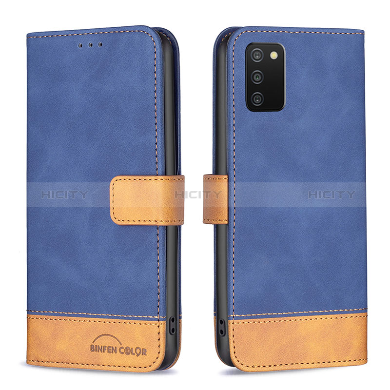 Coque Portefeuille Livre Cuir Etui Clapet B16F pour Samsung Galaxy A02s Bleu Plus