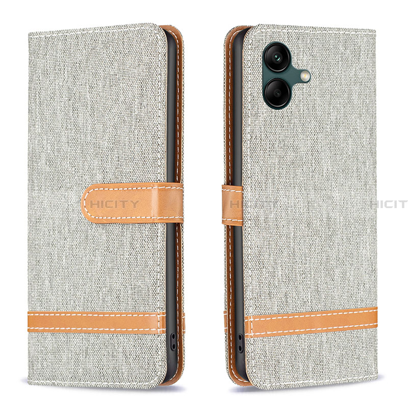 Coque Portefeuille Livre Cuir Etui Clapet B16F pour Samsung Galaxy A04 4G Gris Plus