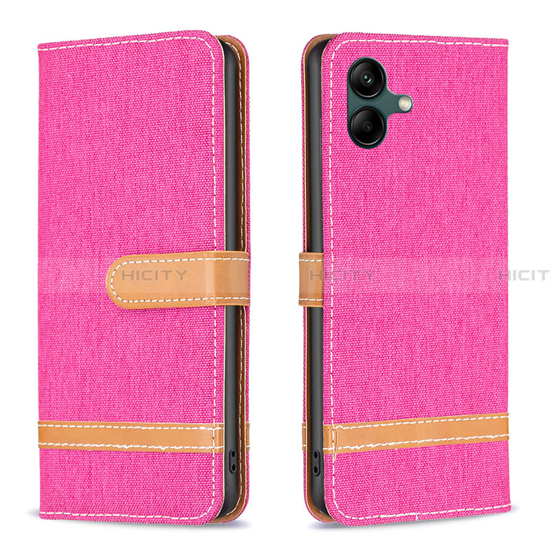 Coque Portefeuille Livre Cuir Etui Clapet B16F pour Samsung Galaxy A04 4G Rose Rouge Plus