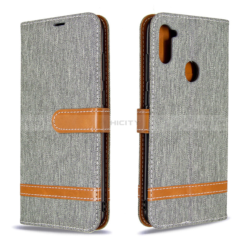 Coque Portefeuille Livre Cuir Etui Clapet B16F pour Samsung Galaxy A11 Gris Plus