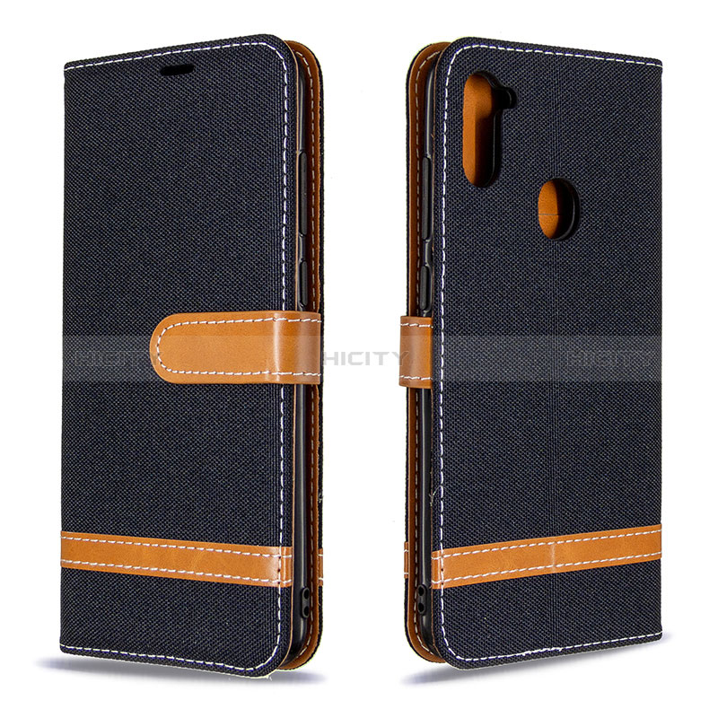 Coque Portefeuille Livre Cuir Etui Clapet B16F pour Samsung Galaxy A11 Noir Plus