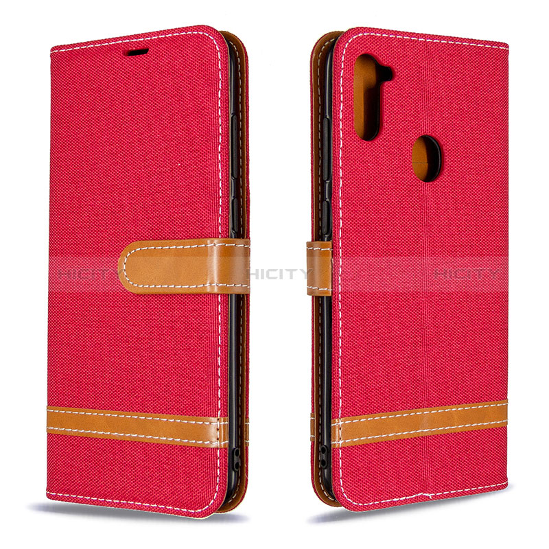 Coque Portefeuille Livre Cuir Etui Clapet B16F pour Samsung Galaxy A11 Rouge Plus