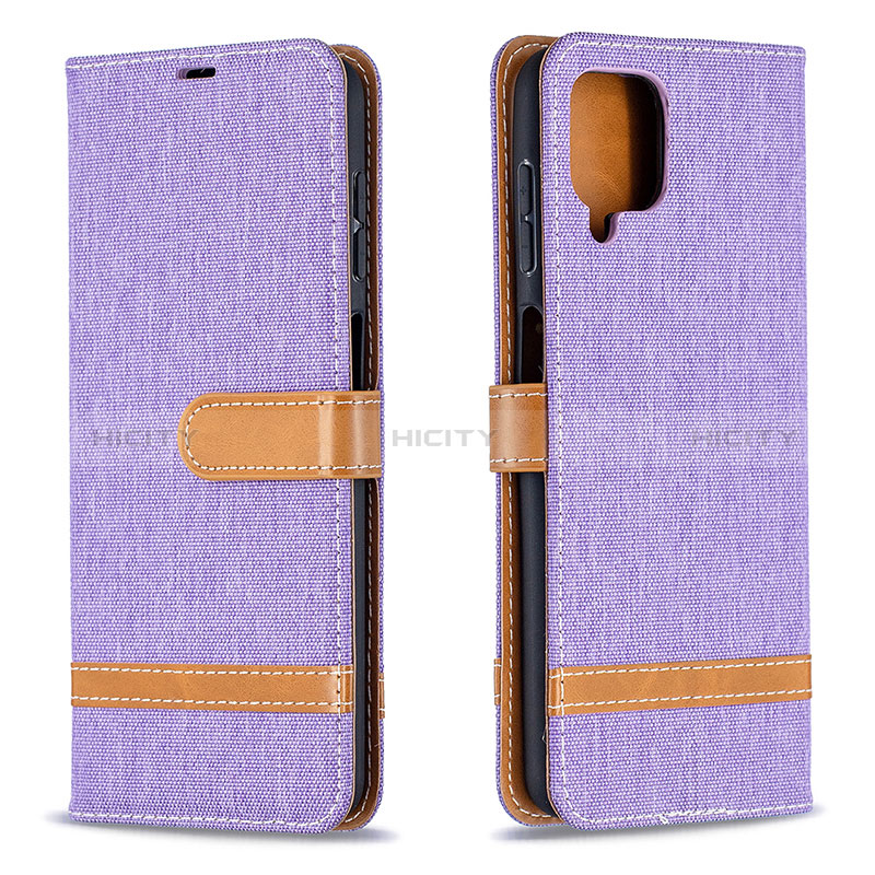 Coque Portefeuille Livre Cuir Etui Clapet B16F pour Samsung Galaxy A12 5G Violet Clair Plus