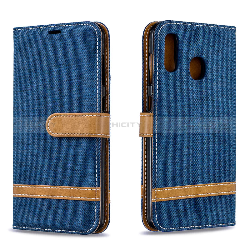 Coque Portefeuille Livre Cuir Etui Clapet B16F pour Samsung Galaxy A20 Bleu Royal Plus