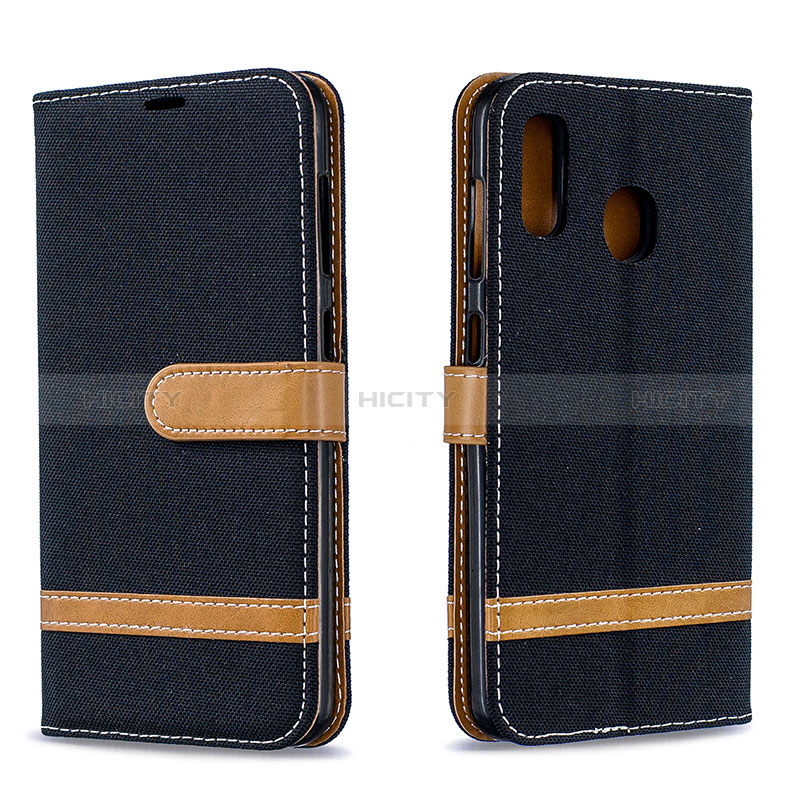 Coque Portefeuille Livre Cuir Etui Clapet B16F pour Samsung Galaxy A20 Noir Plus