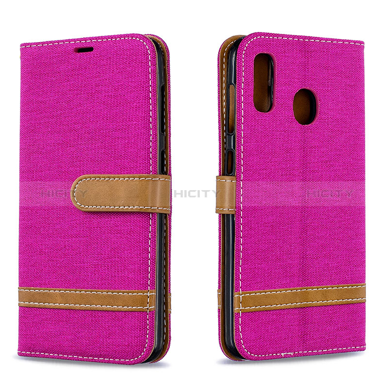 Coque Portefeuille Livre Cuir Etui Clapet B16F pour Samsung Galaxy A20 Rose Rouge Plus