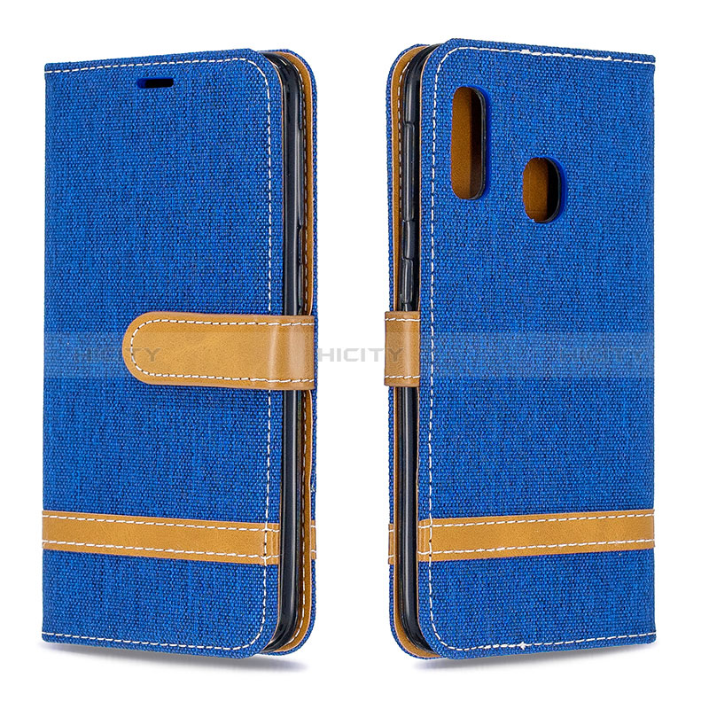 Coque Portefeuille Livre Cuir Etui Clapet B16F pour Samsung Galaxy A20e Bleu Plus