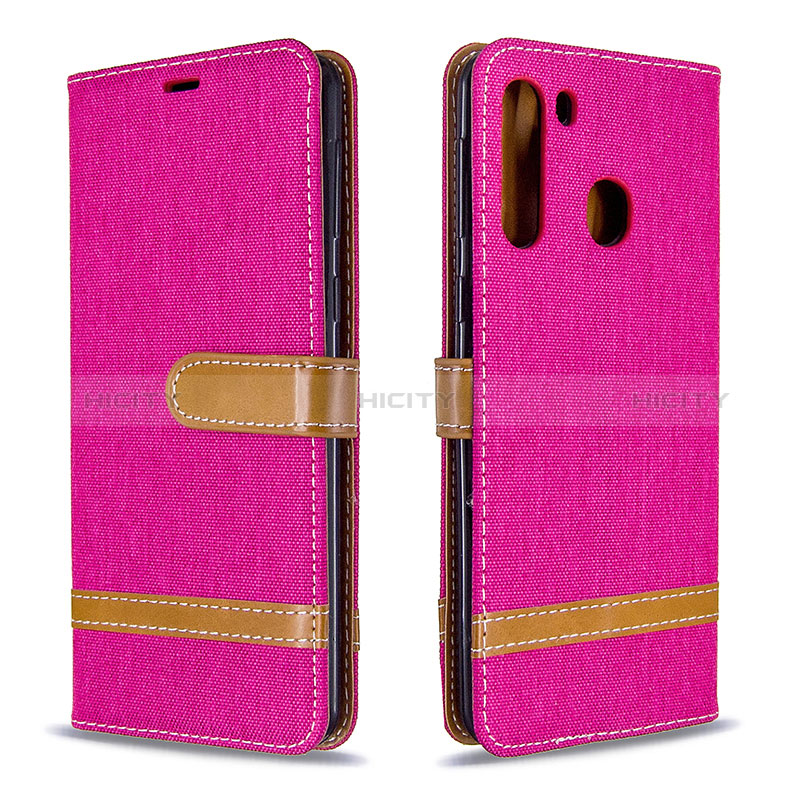 Coque Portefeuille Livre Cuir Etui Clapet B16F pour Samsung Galaxy A21 Rose Rouge Plus