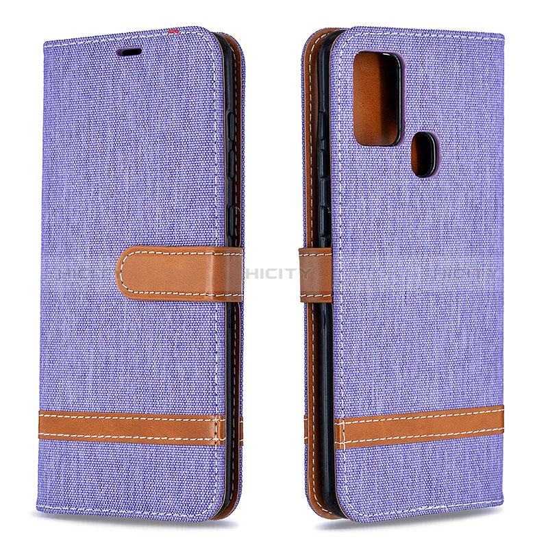 Coque Portefeuille Livre Cuir Etui Clapet B16F pour Samsung Galaxy A21s Violet Clair Plus