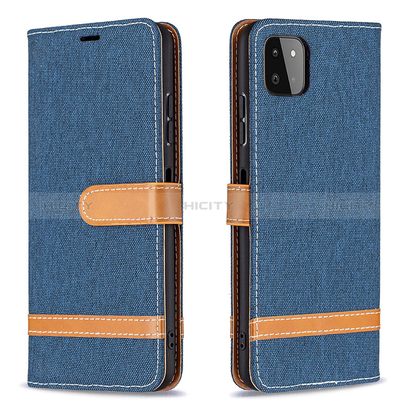 Coque Portefeuille Livre Cuir Etui Clapet B16F pour Samsung Galaxy A22s 5G Bleu Royal Plus