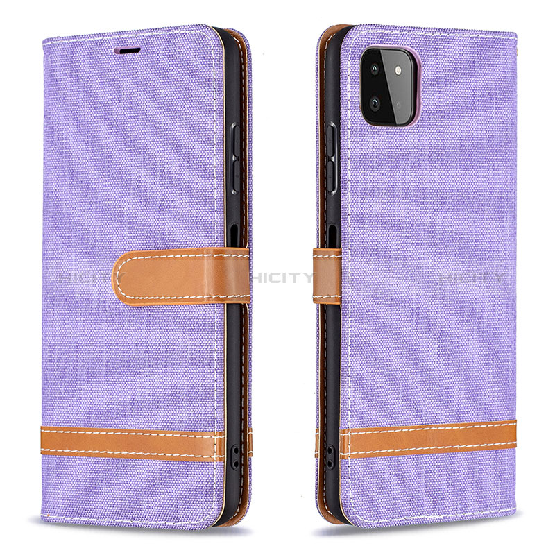 Coque Portefeuille Livre Cuir Etui Clapet B16F pour Samsung Galaxy A22s 5G Violet Clair Plus