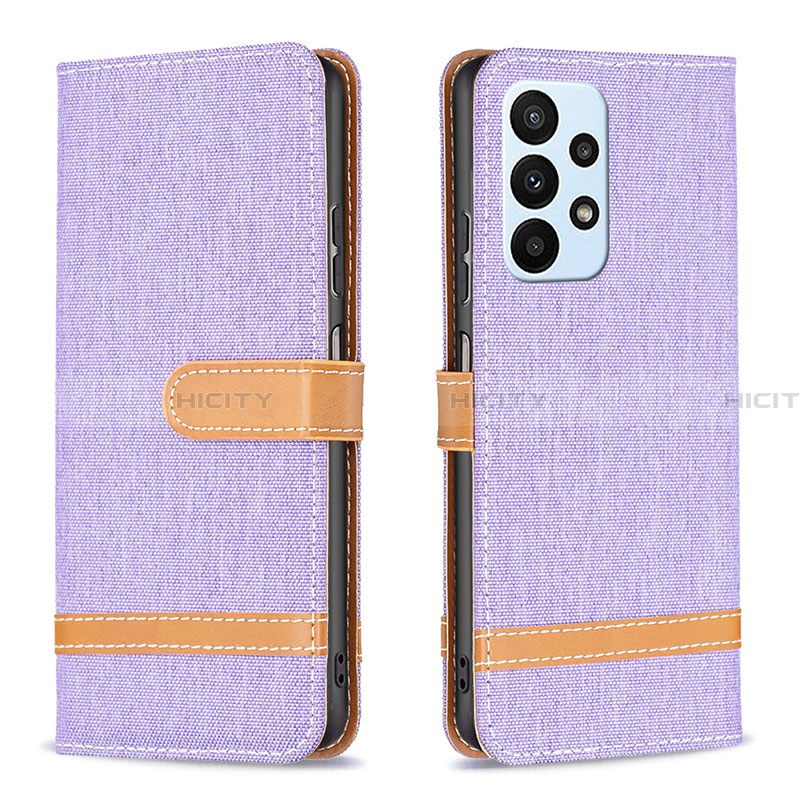 Coque Portefeuille Livre Cuir Etui Clapet B16F pour Samsung Galaxy A23 4G Violet Clair Plus