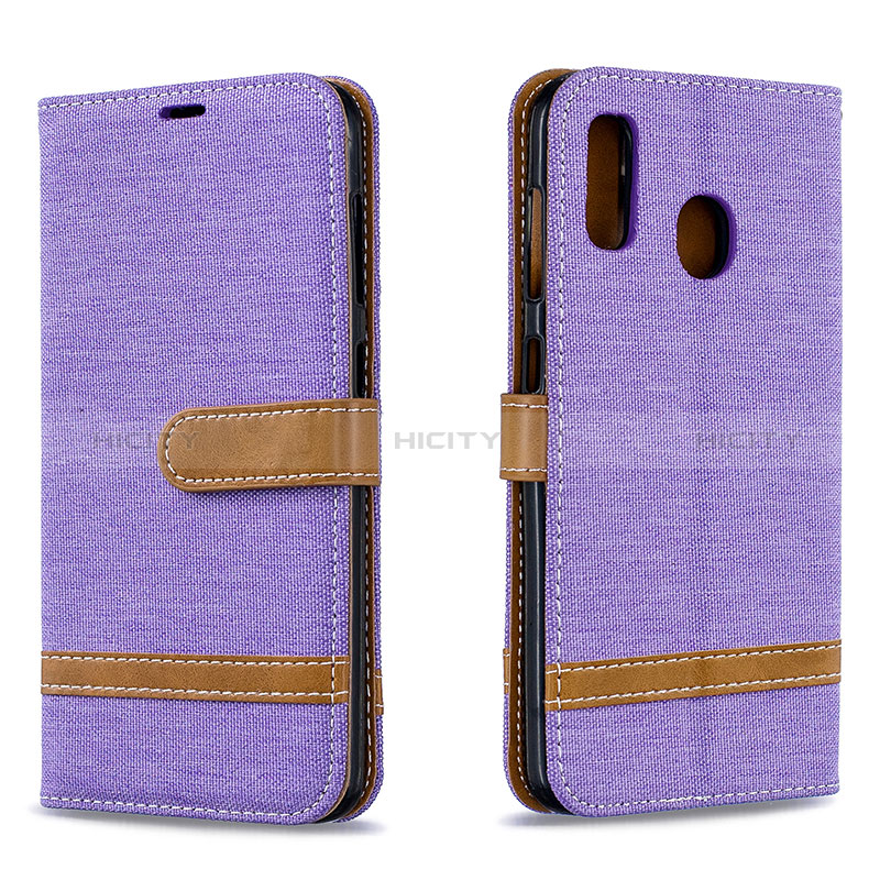 Coque Portefeuille Livre Cuir Etui Clapet B16F pour Samsung Galaxy A30 Violet Clair Plus