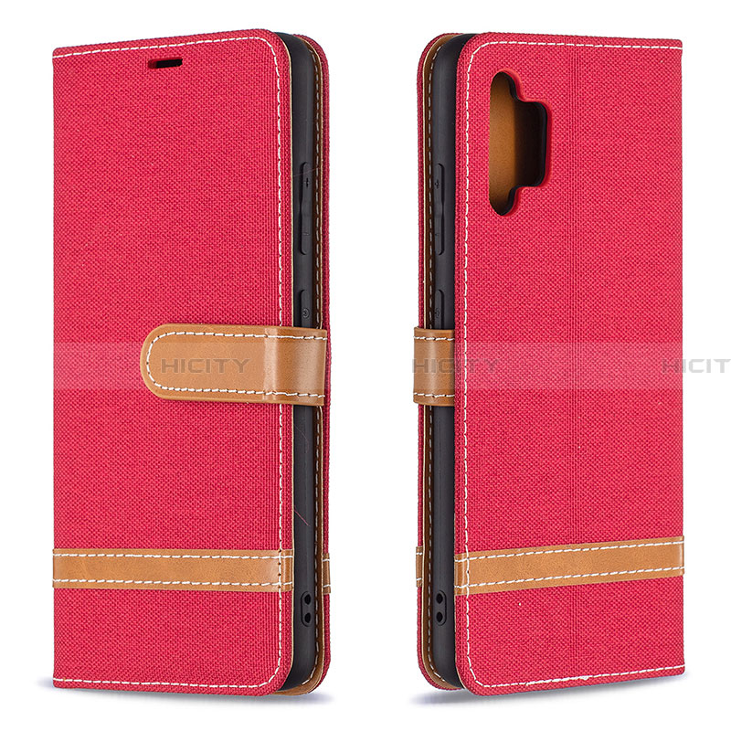 Coque Portefeuille Livre Cuir Etui Clapet B16F pour Samsung Galaxy A32 4G Rouge Plus