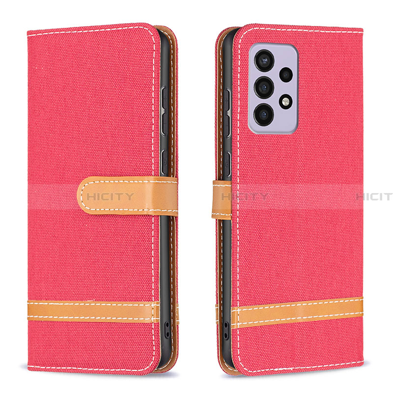 Coque Portefeuille Livre Cuir Etui Clapet B16F pour Samsung Galaxy A33 5G Rouge Plus