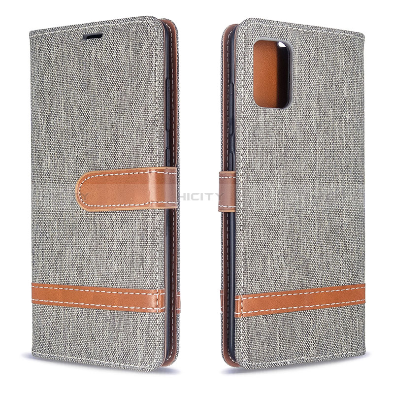 Coque Portefeuille Livre Cuir Etui Clapet B16F pour Samsung Galaxy A51 4G Gris Plus