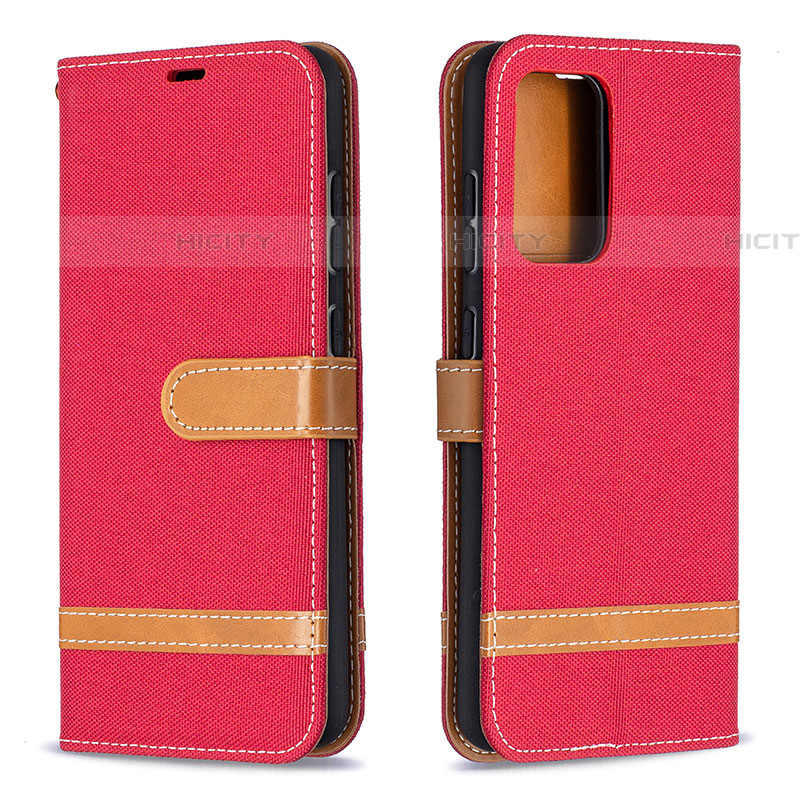 Coque Portefeuille Livre Cuir Etui Clapet B16F pour Samsung Galaxy A52 5G Rouge Plus