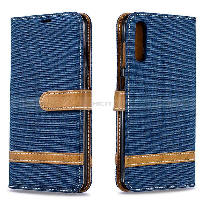 Coque Portefeuille Livre Cuir Etui Clapet B16F pour Samsung Galaxy A70 Bleu Royal Plus