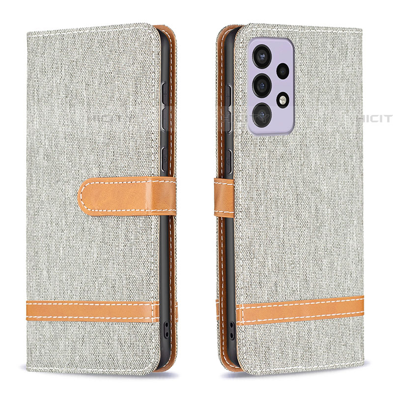 Coque Portefeuille Livre Cuir Etui Clapet B16F pour Samsung Galaxy A73 5G Gris Plus