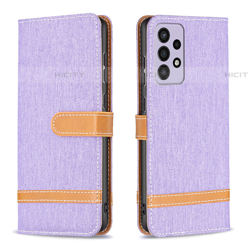 Coque Portefeuille Livre Cuir Etui Clapet B16F pour Samsung Galaxy A73 5G Violet Clair Plus