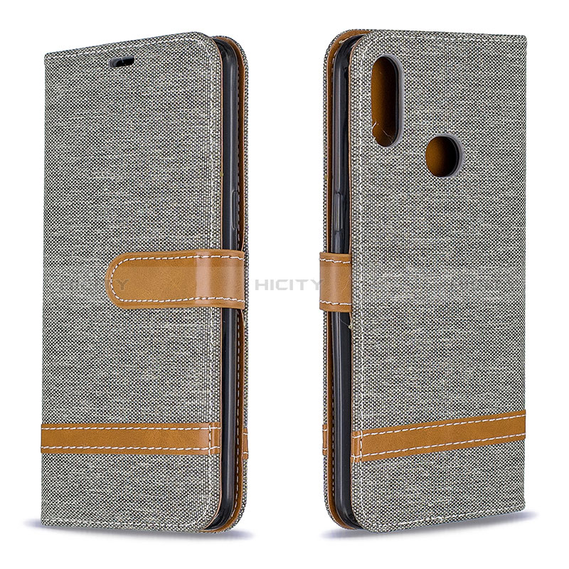 Coque Portefeuille Livre Cuir Etui Clapet B16F pour Samsung Galaxy M01s Gris Plus