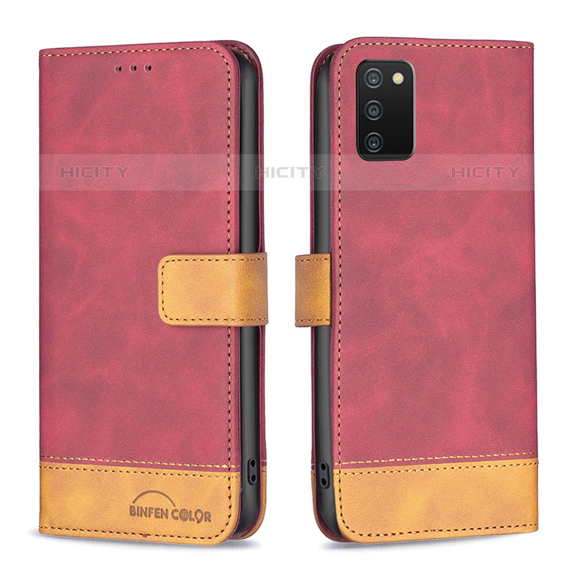 Coque Portefeuille Livre Cuir Etui Clapet B16F pour Samsung Galaxy M02s Rouge Plus