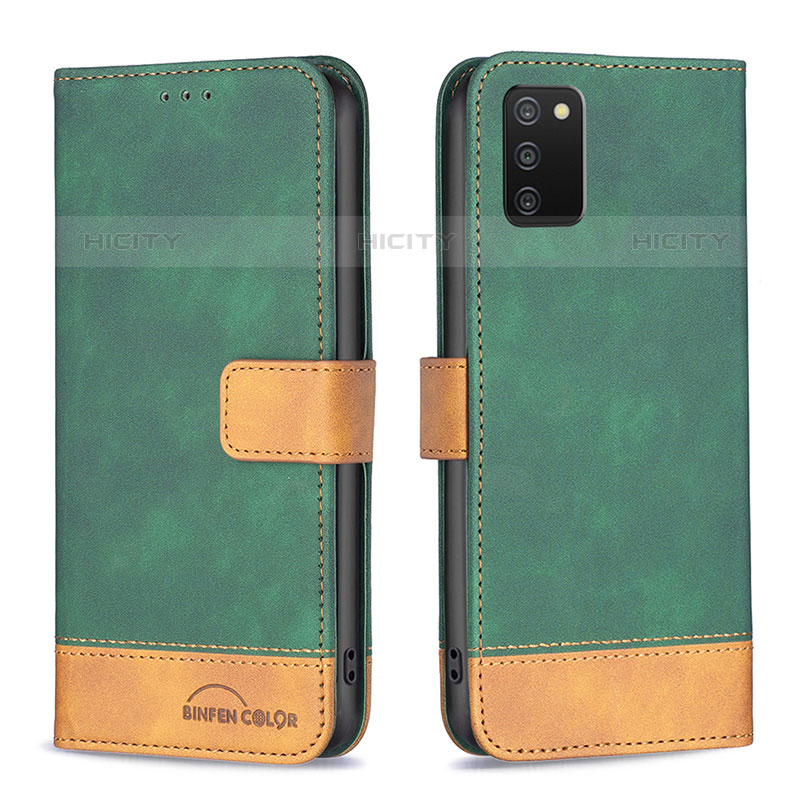 Coque Portefeuille Livre Cuir Etui Clapet B16F pour Samsung Galaxy M02s Vert Plus