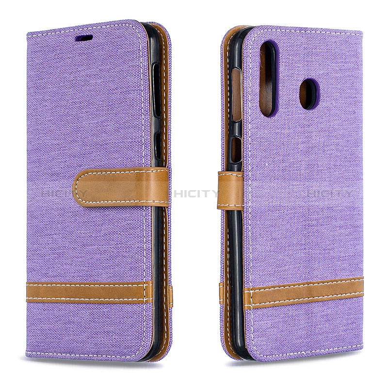 Coque Portefeuille Livre Cuir Etui Clapet B16F pour Samsung Galaxy M30 Violet Clair Plus