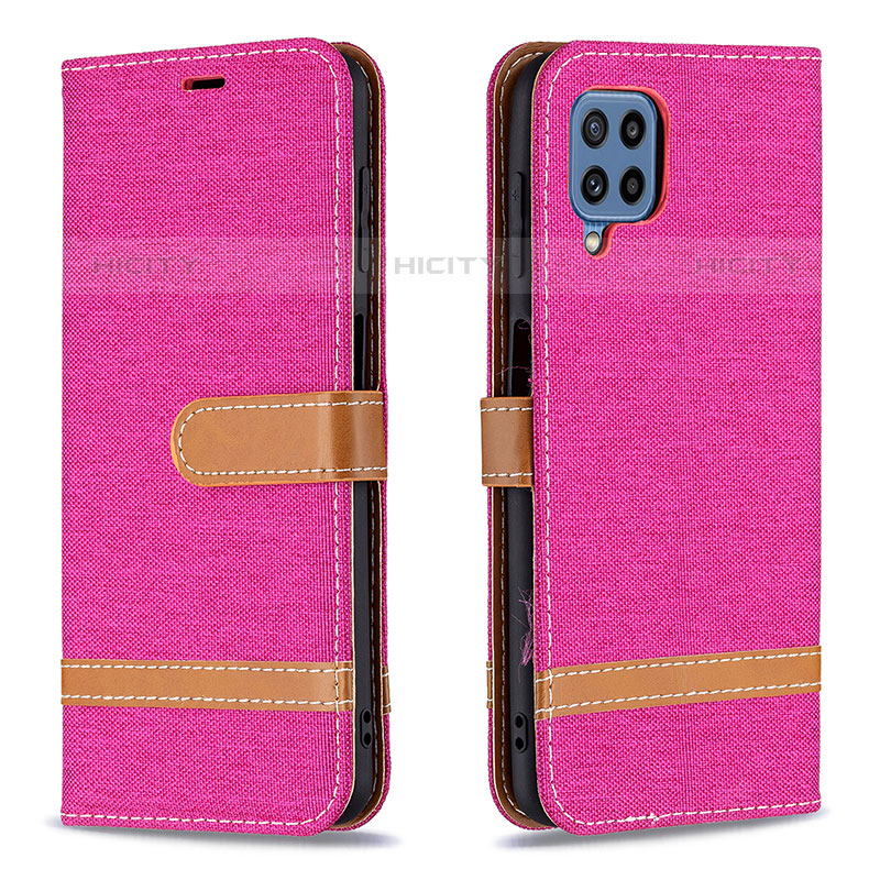 Coque Portefeuille Livre Cuir Etui Clapet B16F pour Samsung Galaxy M32 4G Rose Rouge Plus