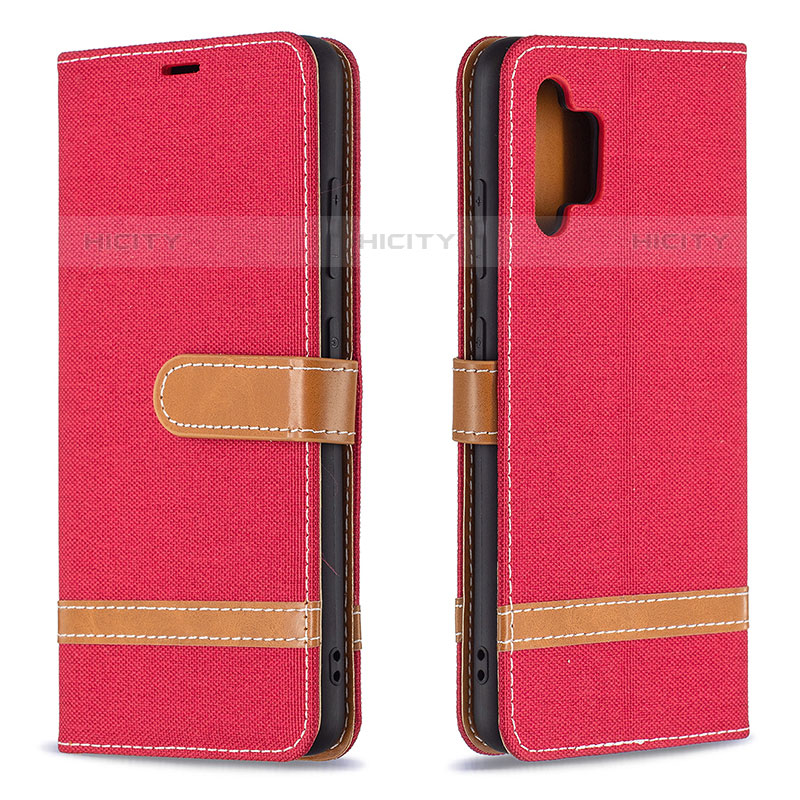 Coque Portefeuille Livre Cuir Etui Clapet B16F pour Samsung Galaxy M32 5G Rouge Plus