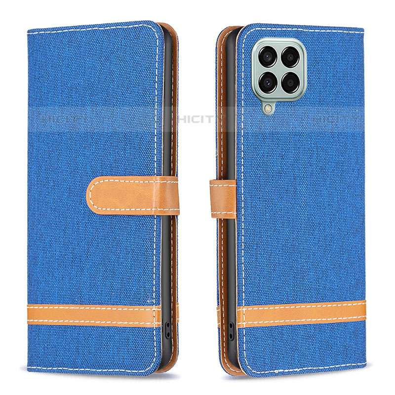 Coque Portefeuille Livre Cuir Etui Clapet B16F pour Samsung Galaxy M33 5G Bleu Plus