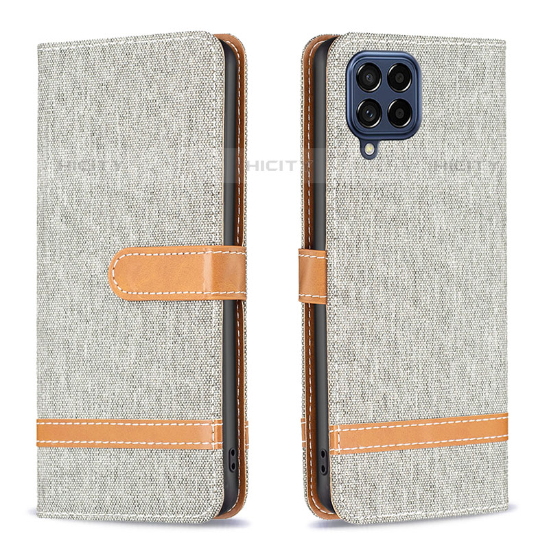 Coque Portefeuille Livre Cuir Etui Clapet B16F pour Samsung Galaxy M53 5G Gris Plus