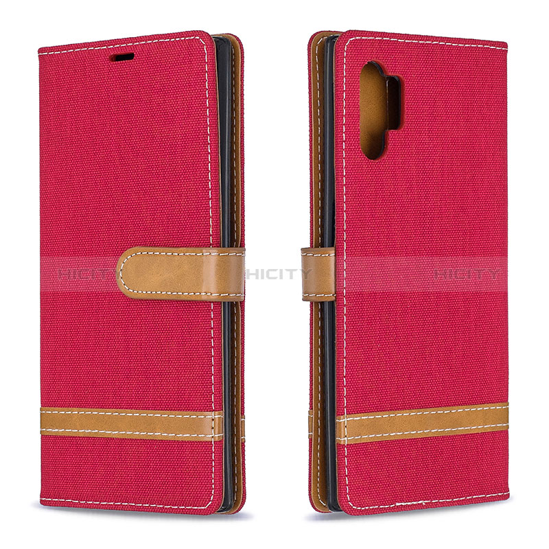 Coque Portefeuille Livre Cuir Etui Clapet B16F pour Samsung Galaxy Note 10 Plus 5G Rouge Plus