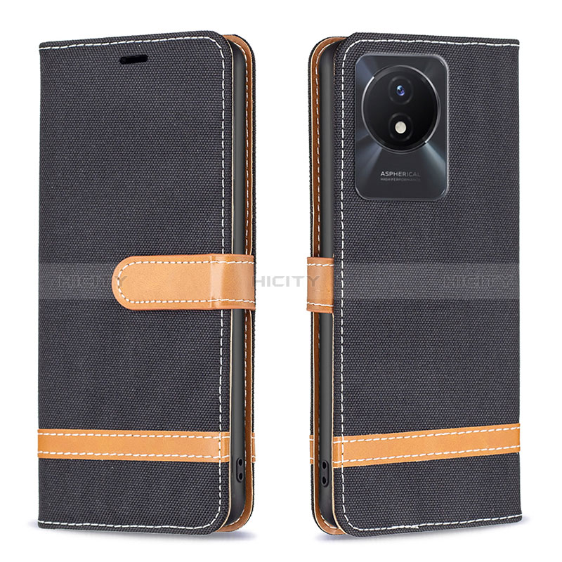 Coque Portefeuille Livre Cuir Etui Clapet B16F pour Vivo Y02 Noir Plus